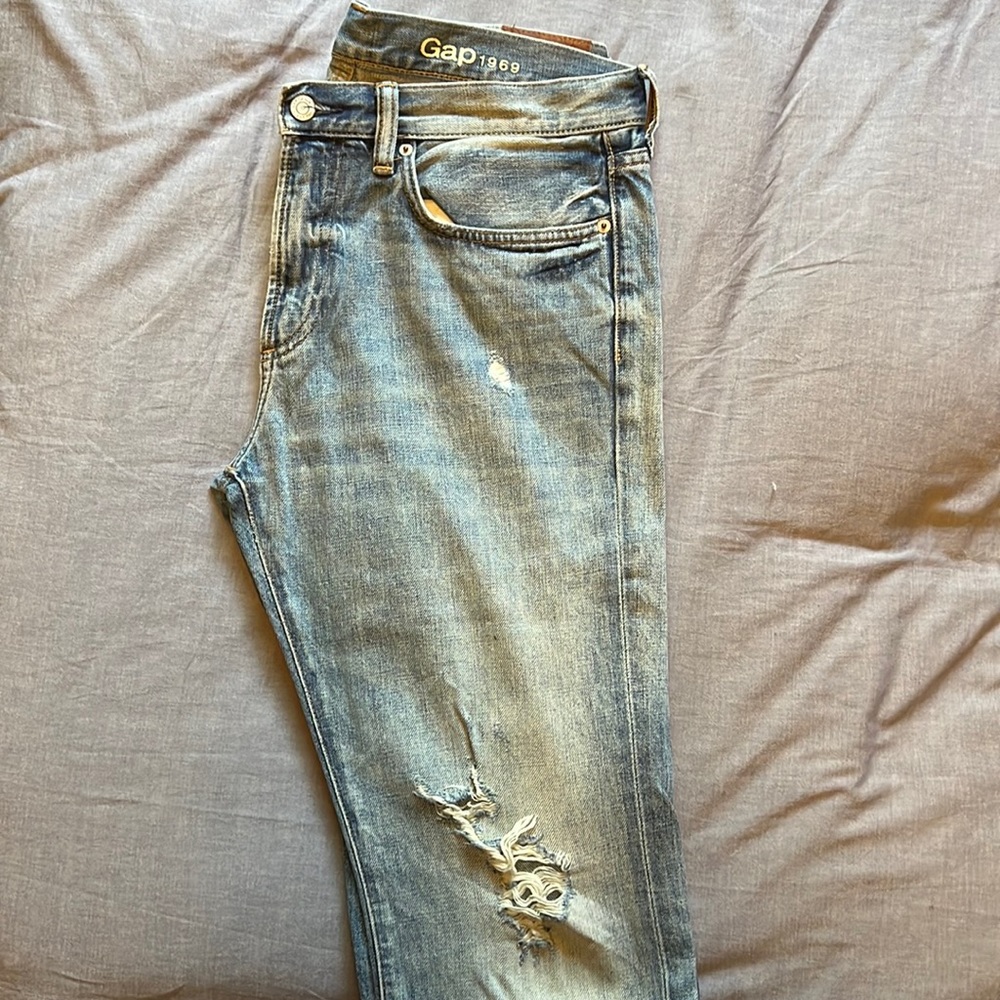 Gap Slim Fit Distressed Denin